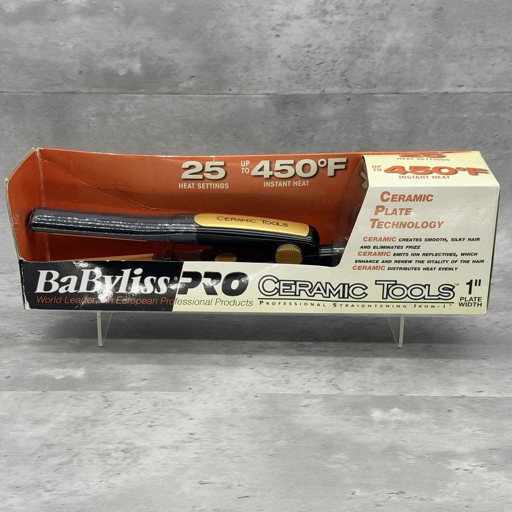 BaBylissPRO Ceramic Tools Straightening Iron, 1 Inch - Brand New - Dented Box